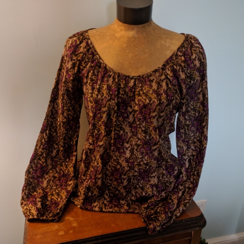 Lucky Brand Purple Brown Blouse Small
